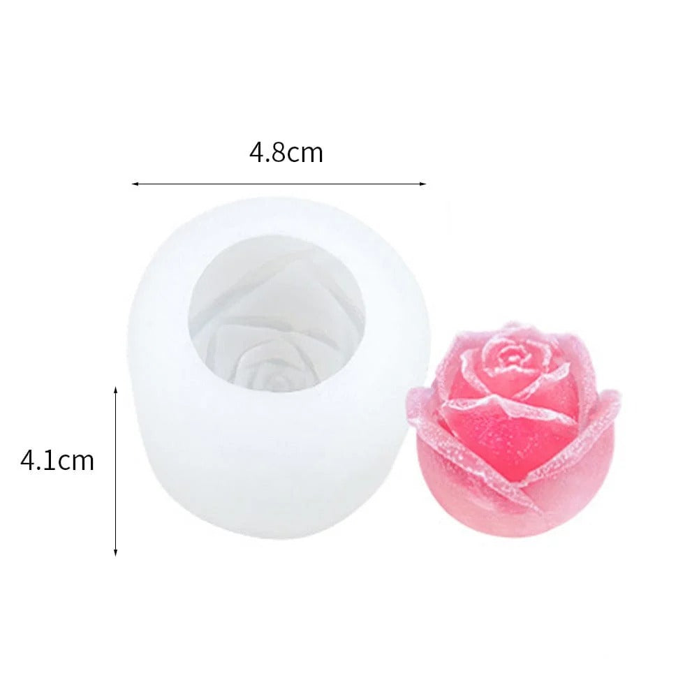 Medium rose silicone candle mould 6.1x5.1cm with finished orange rose candle