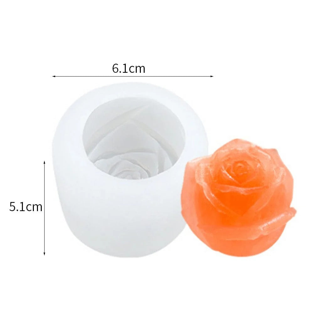 Small rose silicone candle mould 4.8x4.1cm with finished pink rose candle