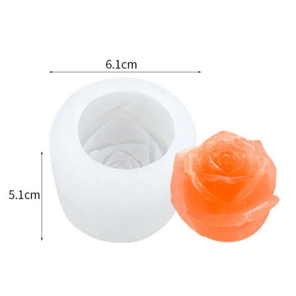 Small rose silicone candle mould 4.8x4.1cm with finished pink rose candle