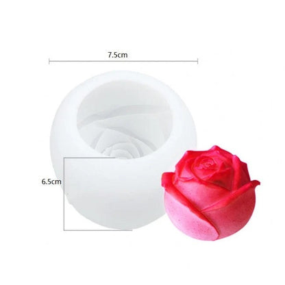 Large rose silicone candle mould 7.5x6.5cm with finished red rose candle