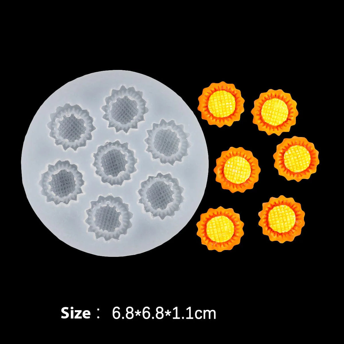 6-cavity 3D sunflower silicone handmade mould for floral candles and crafts