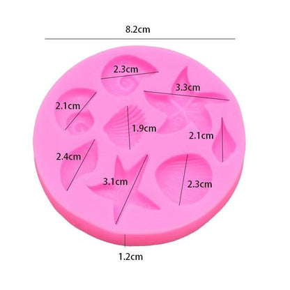 Bloom Creations Seashell Silicone Mold for Cake Decoration, 9-in-1 Ocean Theme Fondant Mould for Chocolate, Baking, Resin Art, Clay Craft, Starfish & Conch Shapes (Pink, 8.2 cm)