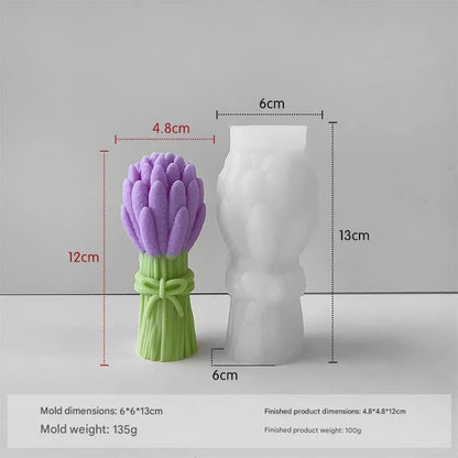 Bloom Creations 13cm 3D lavender flower bouquet silicone candle mold for aromatherapy