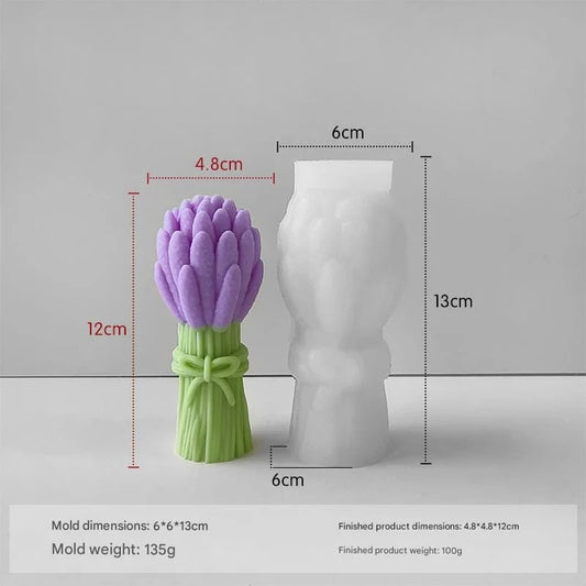 Bloom Creations 13cm 3D lavender flower bouquet silicone candle mold for aromatherapy