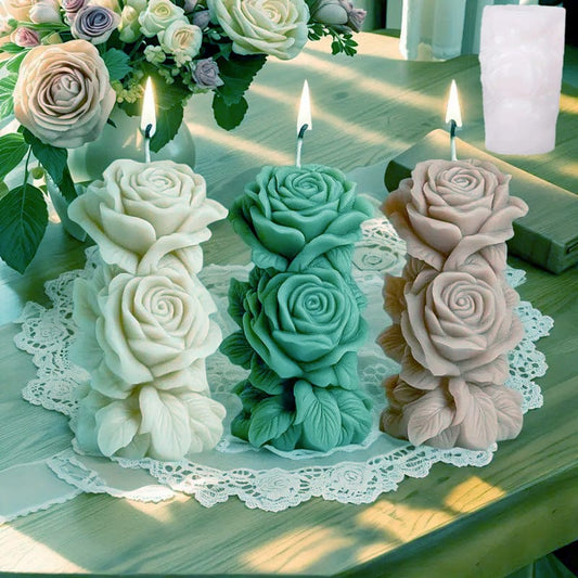 3D Rose Flower Pillar Candle Mold