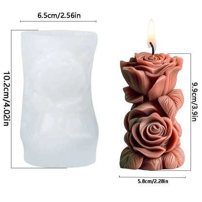 3D Rose Flower Pillar Candle Mold