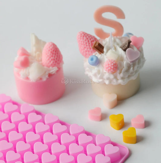 Mini heart 55-cavity silicone mold for resin beads, candle decor, and craft accents