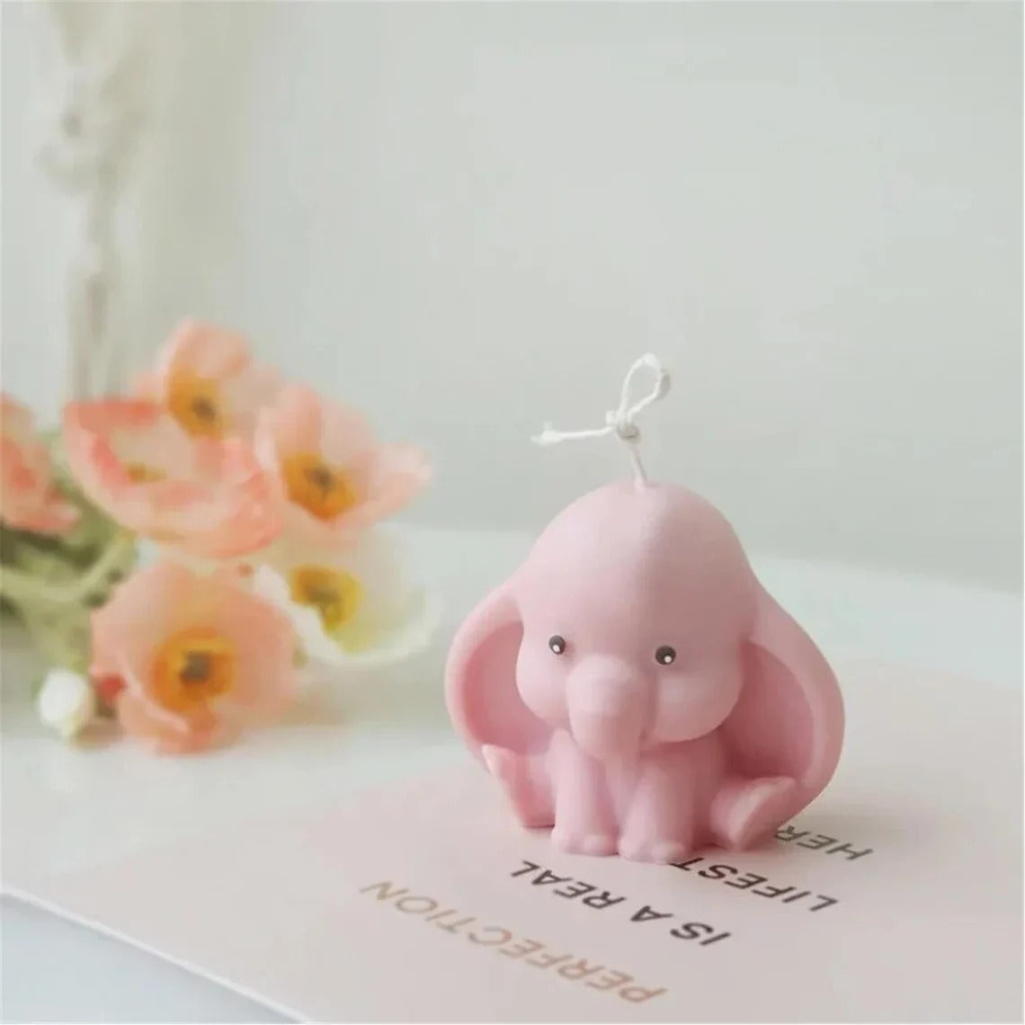 Bloom Creations Baby Elephant Silicone Mold for DIY Crafting, Reusable Flexible Non-Stick Resin Soap Candle Chocolate Making, Grey Animal Figure Mould for Home Decor Projects
