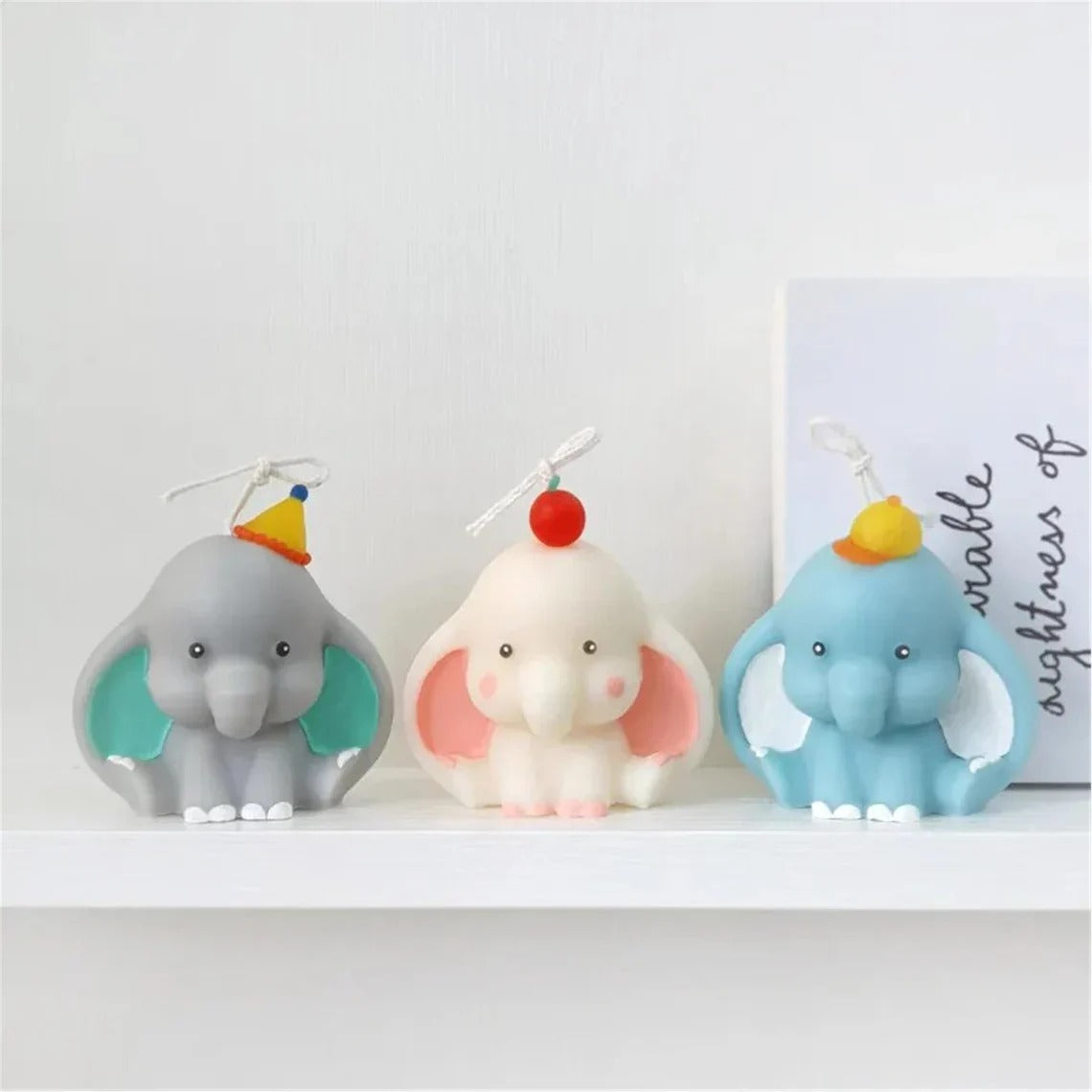 Bloom Creations Baby Elephant Silicone Mold for DIY Crafting, Reusable Flexible Non-Stick Resin Soap Candle Chocolate Making, Grey Animal Figure Mould for Home Decor Projects