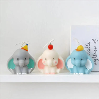 Bloom Creations Baby Elephant Silicone Mold for DIY Crafting, Reusable Flexible Non-Stick Resin Soap Candle Chocolate Making, Grey Animal Figure Mould for Home Decor Projects