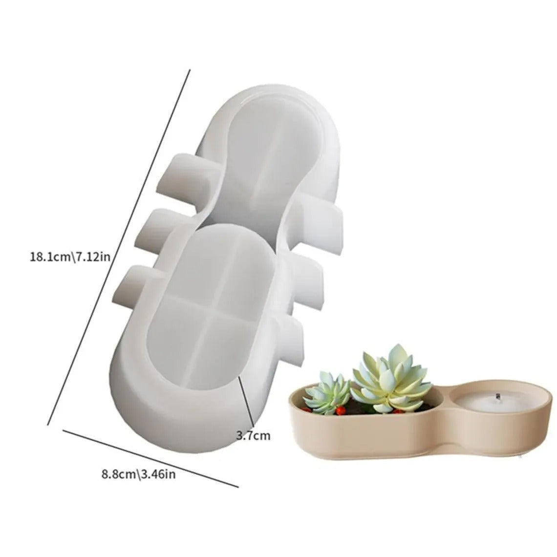 Dual Tray Candle Holder Silicone Mold — size reference | Bloom Creations India