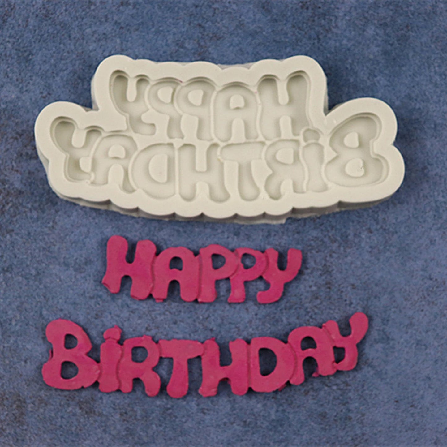 Bloom Creations Happy Birthday Silicone Mold for Fondant, Chocolate, Cake Decorating, Gumpaste, Resin, Clay & Craft Projects, Non-Stick Reusable Baking Tool for Celebrations