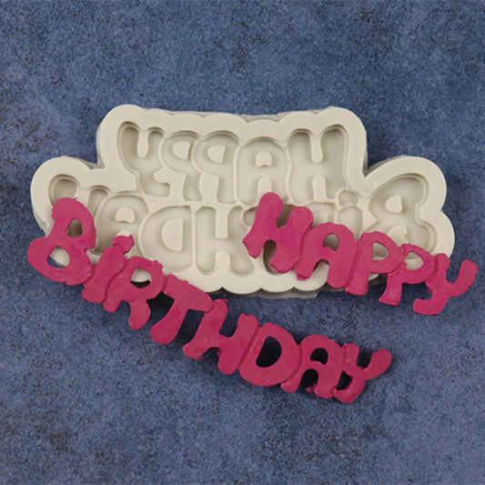 Bloom Creations Happy Birthday silicone mold for fondant, chocolate, candle, and clay craft