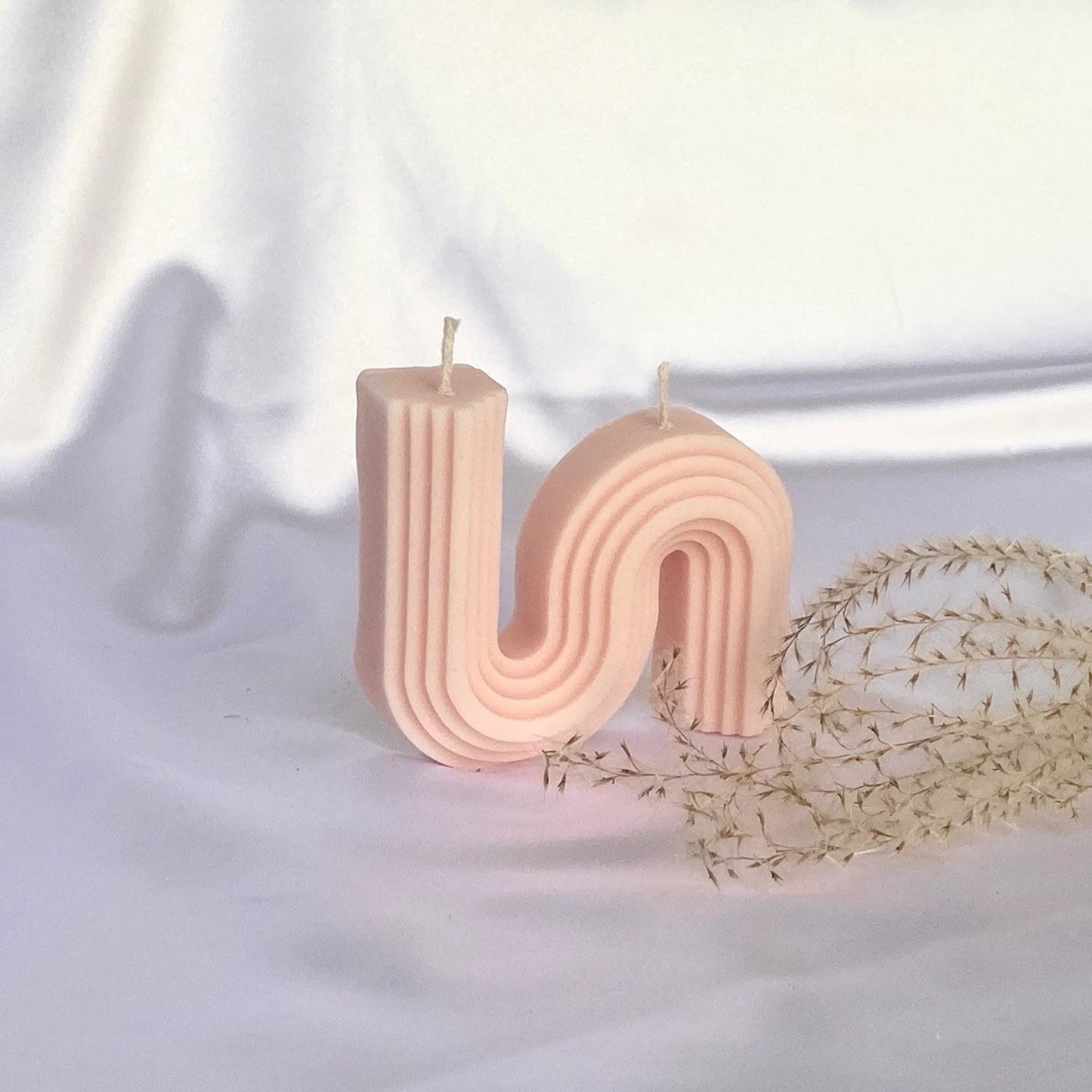 S-shaped pearl ribbed pillar arch sculpture silicone candle mould