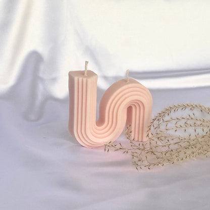 S-shaped pearl ribbed pillar arch sculpture silicone candle mould