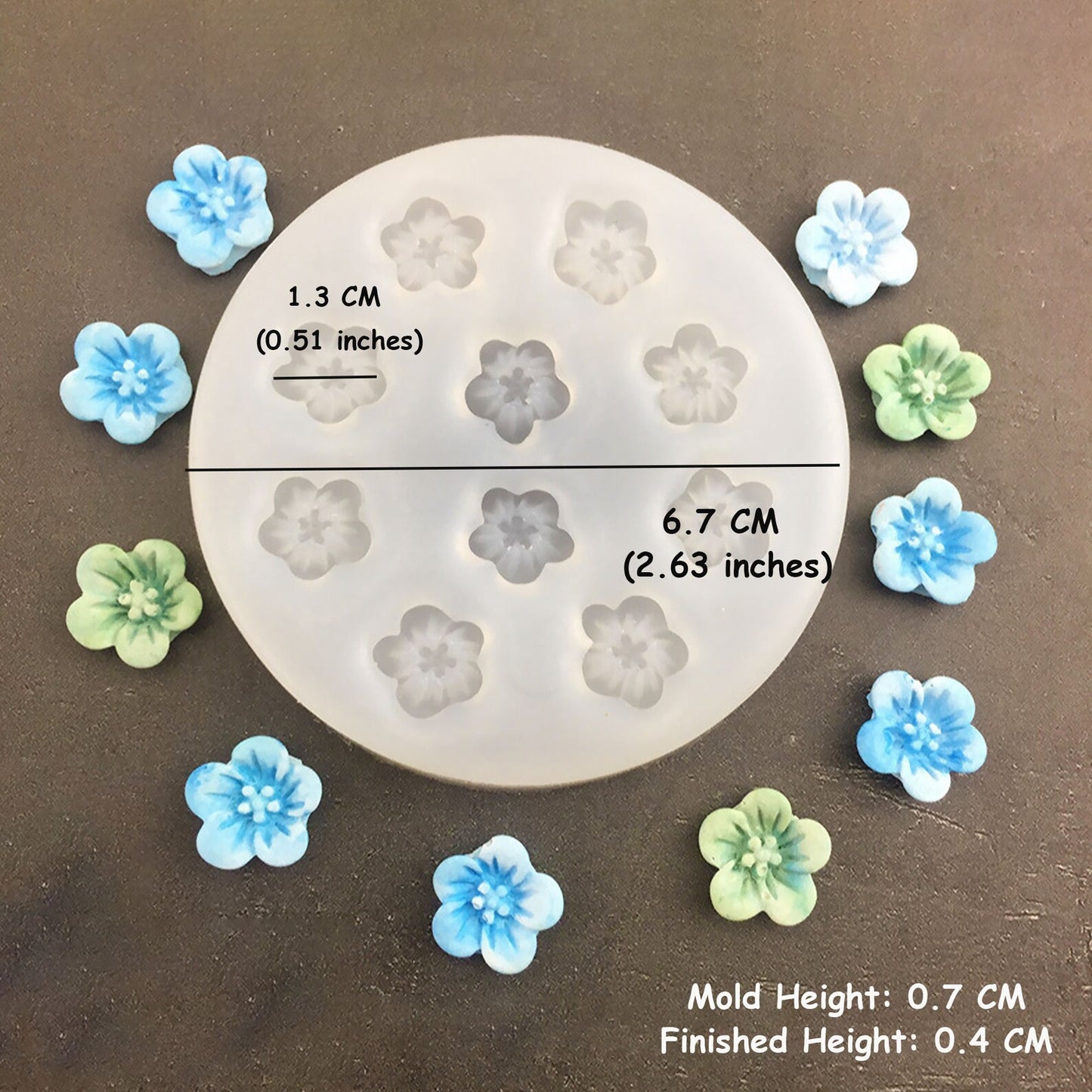 Mini flower silicone mold — peach, plum, cherry blossom for floral candles and plaster crafts