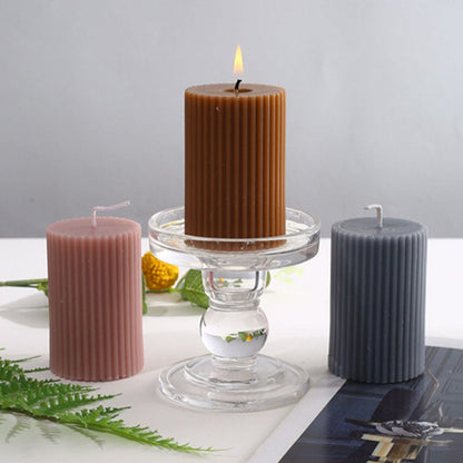 Striped Pillar Silicone Candle Mould – Textured Cylinder Pillar Candle Mould