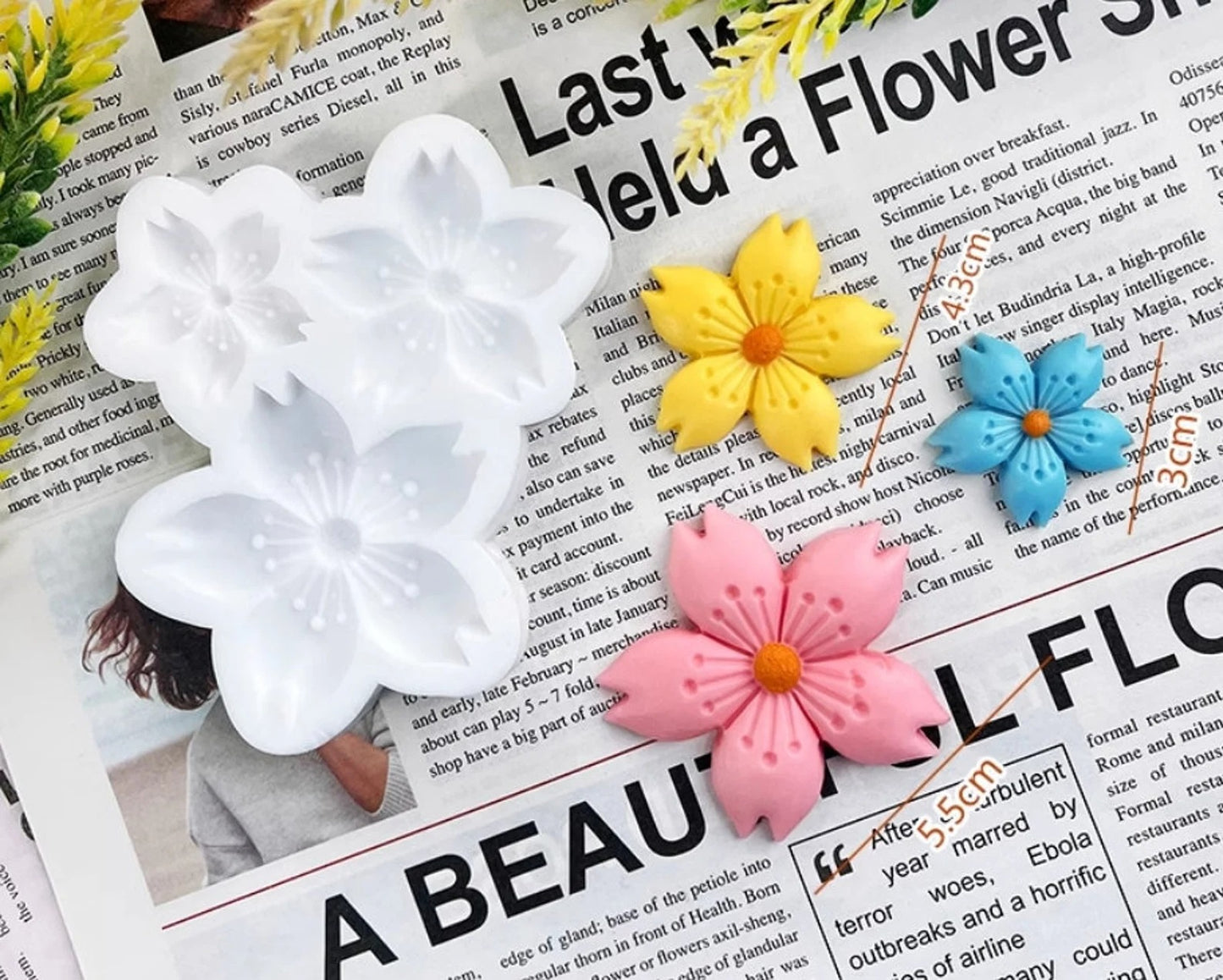 Cherry blossom silicone candle mold — 3D flowers for candles, soap, and resin crafts