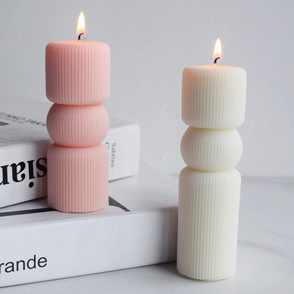 Ribbed Pillar Candle Silicone Mould – Roman Striped Sculpture Wedding Aesthetic Decor ₹240