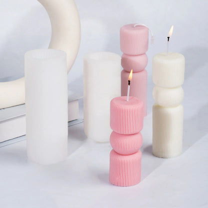 Ribbed Pillar Candle Silicone Mould – Roman Striped Sculpture Wedding Aesthetic Decor ₹240
