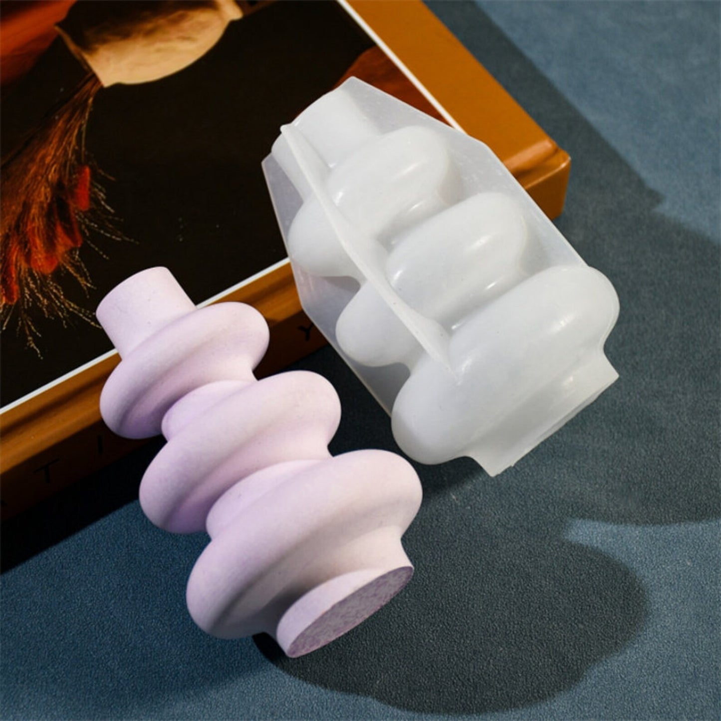 Spiral Stacked Ring Flower Vase Silicone Mould — Modern Sculptural Cast (15 cm)
