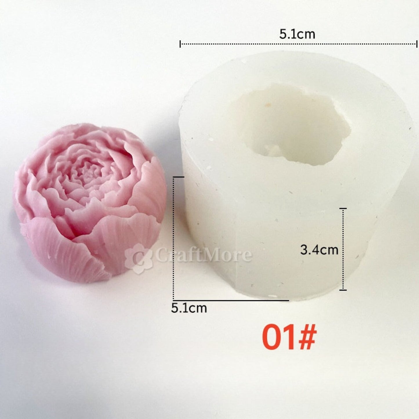 Rose Bud Silicone Mould – 3D Closed Peony Flower Candle Soap Resin Cast (S ₹50 | L ₹145)