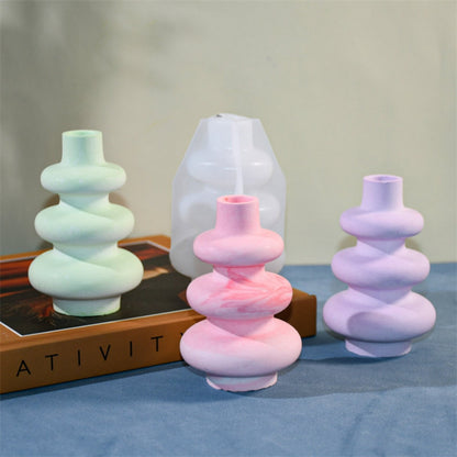 Spiral Stacked Ring Flower Vase Silicone Mould — Modern Sculptural Cast (15 cm)