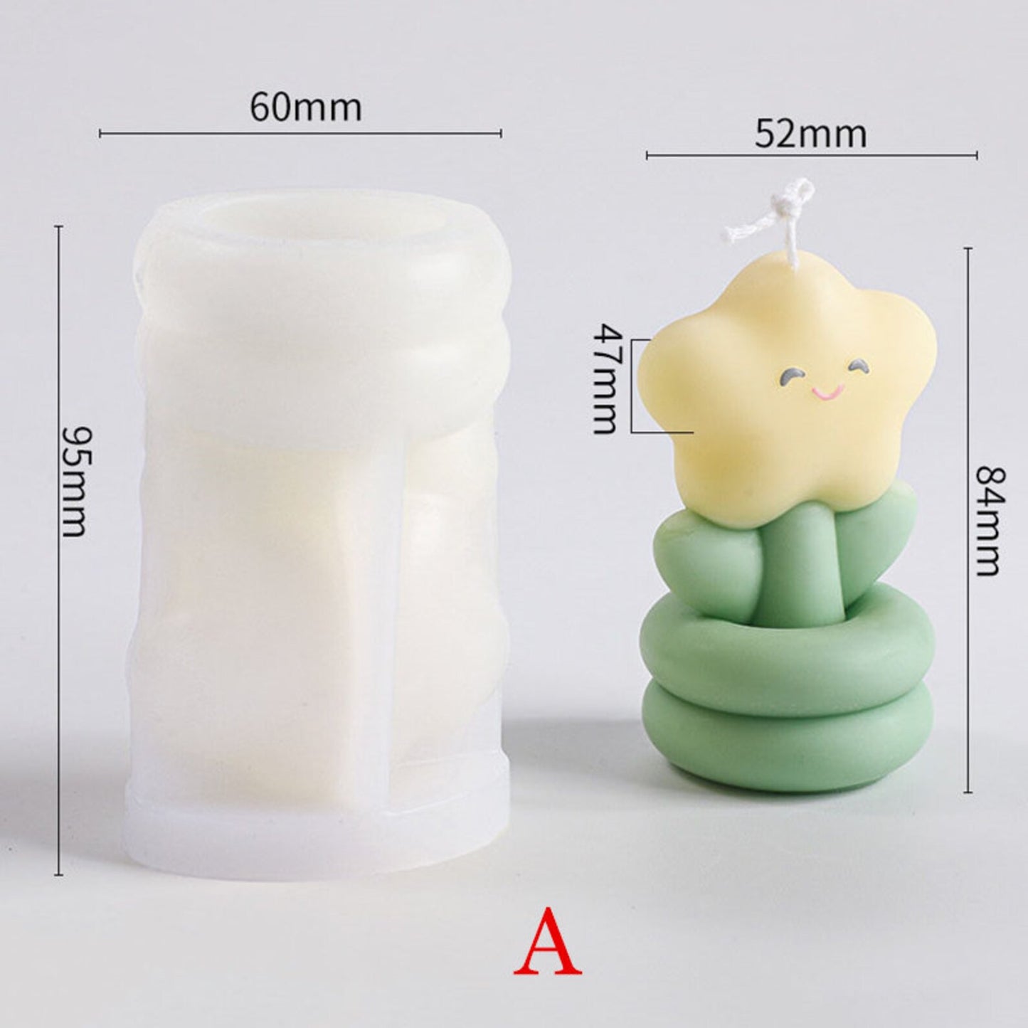 Cute flower silicone candle mold — star, cloud, pillar floral aromatherapy candles