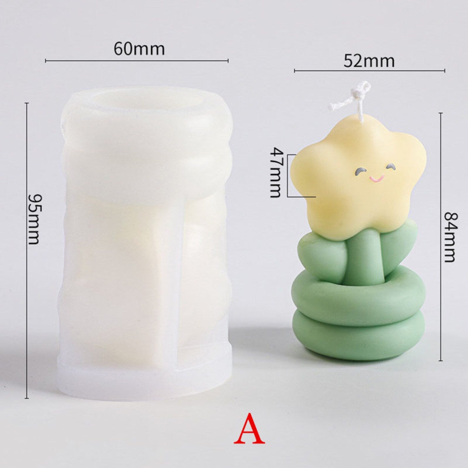 Cute flower silicone candle mold — star, cloud, pillar floral aromatherapy candles
