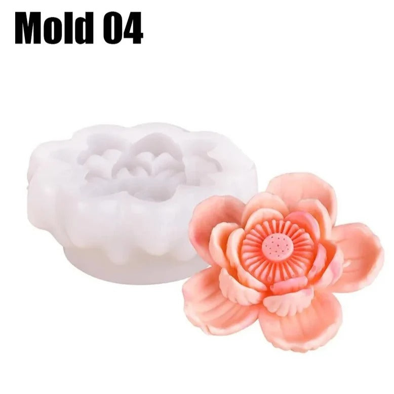 Lotus Chrysanthemum Flower Silicone Candle Mould | 8cm Wax & Soap Mould