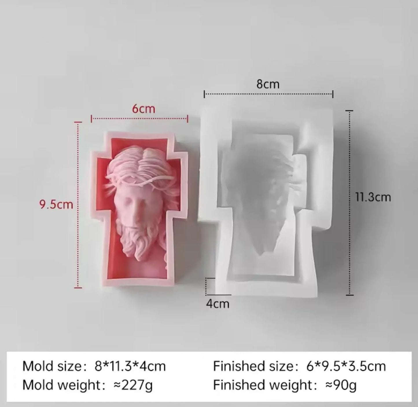 Bloom Creations Jesus Christ Silicone Mold for Candle Making, Soap Crafting, Resin Art, Plaster Ornaments, DIY Religious Decor, Cross Shaped Mould for Home & Gifting