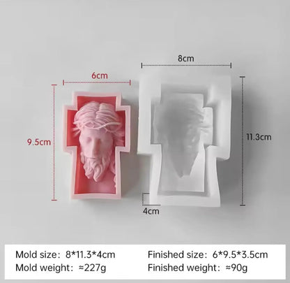 Bloom Creations Jesus Christ Silicone Mold for Candle Making, Soap Crafting, Resin Art, Plaster Ornaments, DIY Religious Decor, Cross Shaped Mould for Home & Gifting