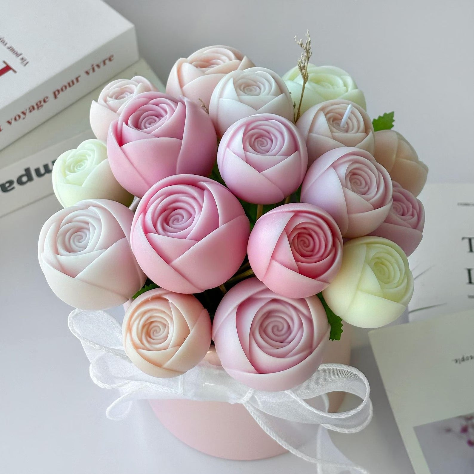 3D rose bouquet silicone candle mold for Valentine and aromatherapy candles