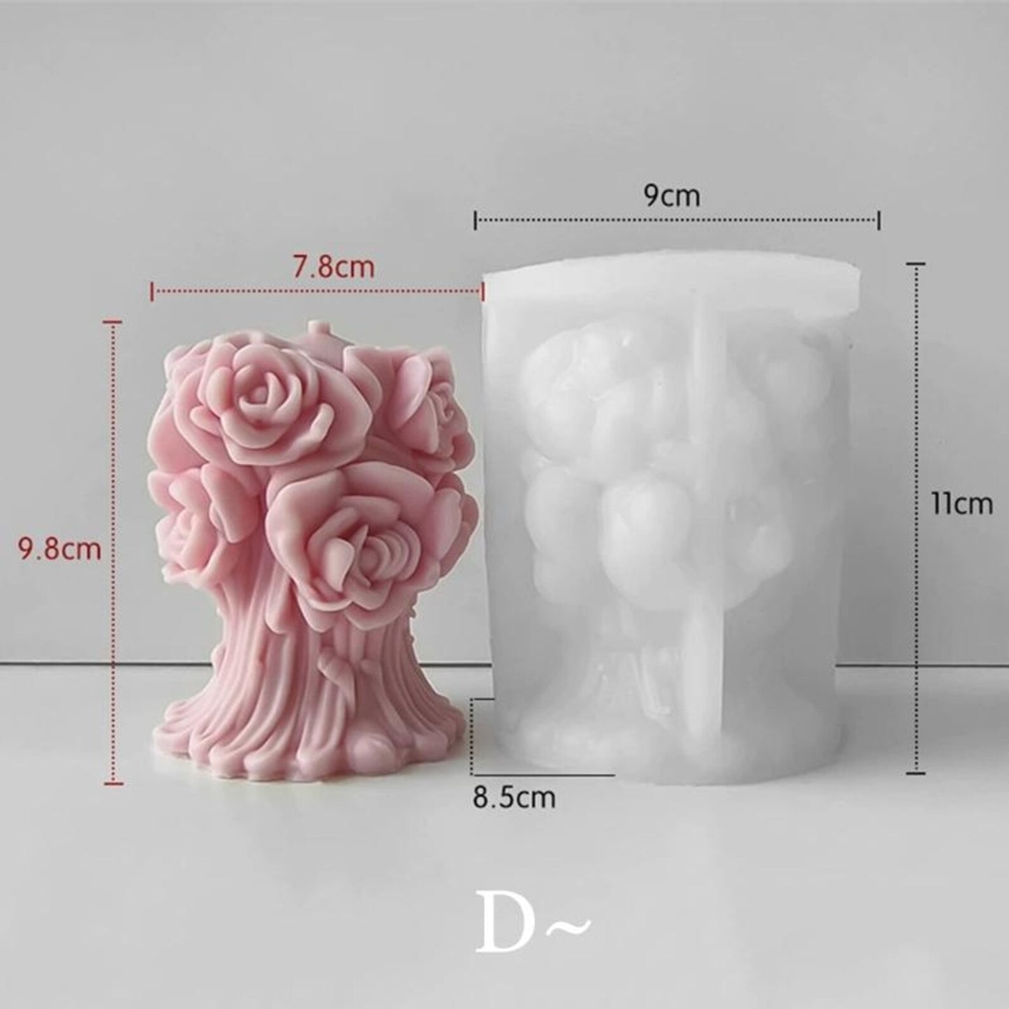 3D rose flower pillar silicone candle mold — aesthetic art Valentine candle mould
