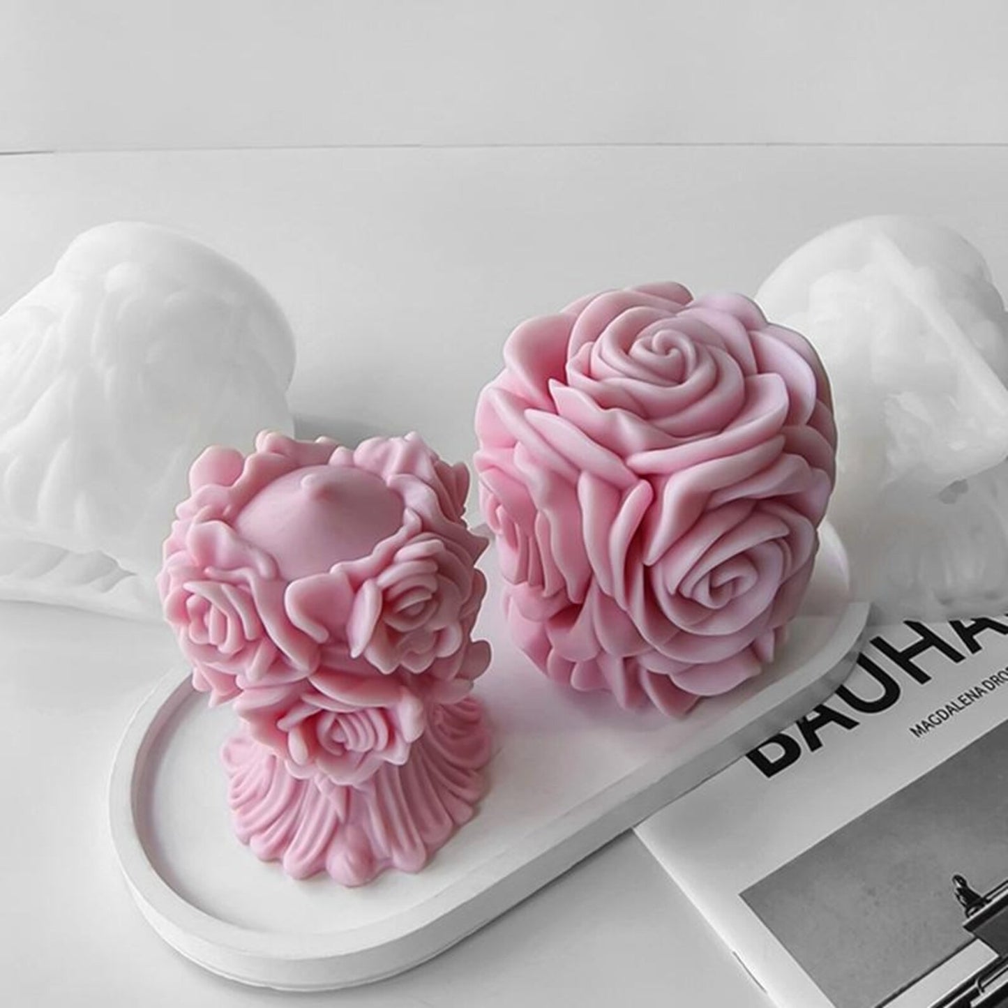 3D Rose Candle Silicone Mold-Flower Pillar Candle Mold-Valentine Rose Candle Mold-Aesthetic Art Candle Mold-DIY Aromatherapy Plaster Mold