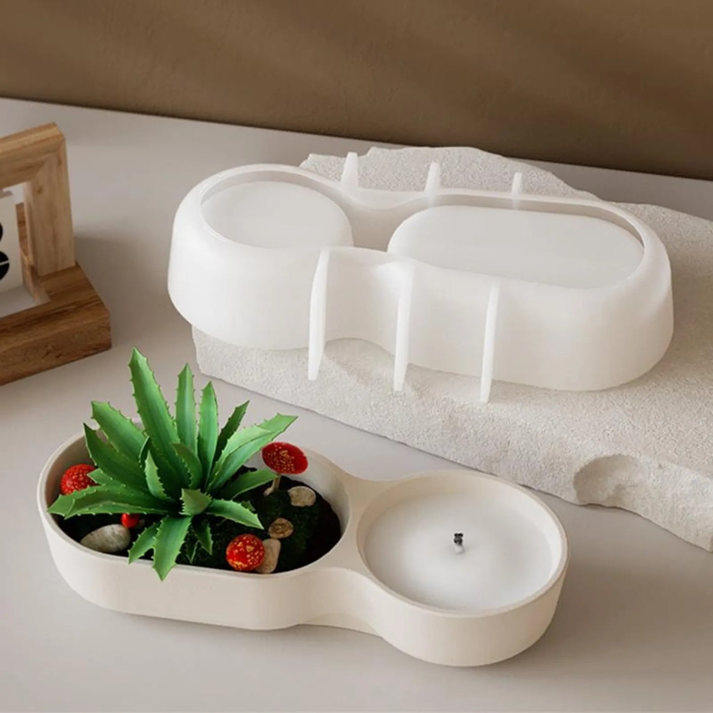 Dual Tray Candle Holder Silicone Mold — finished tray | Bloom Creations India