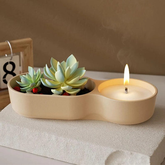 Dual Tray Candle Holder & Succulent Planter Silicone Mold | Bloom Creations India