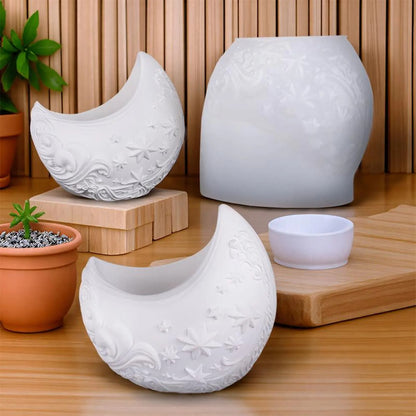 Crescent Moon Silicone Mold | 10cm Star Lunar Candle Wax Planter Brush Holder