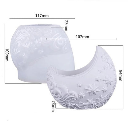 Crescent Moon Silicone Mold | 10cm Star Lunar Candle Wax Planter Brush Holder