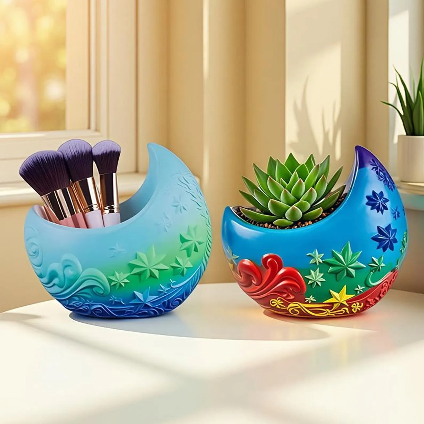 Crescent Moon Silicone Mold | 10cm Star Lunar Candle Wax Planter Brush Holder
