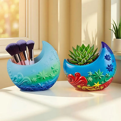 Crescent Moon Silicone Mold | 10cm Star Lunar Candle Wax Planter Brush Holder