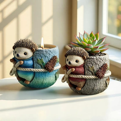 Hedgehog Silicone Mold | 10cm Cute Animal Tree Stump Candle Wax Planter Brush Holder