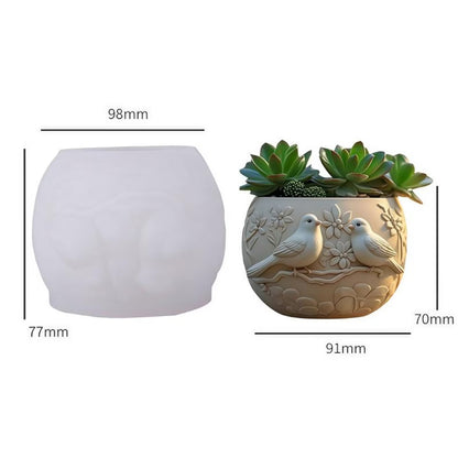 Lovebirds Silicone Mold | 9cm Pair Birds Candle Wax Planter Brush Holder