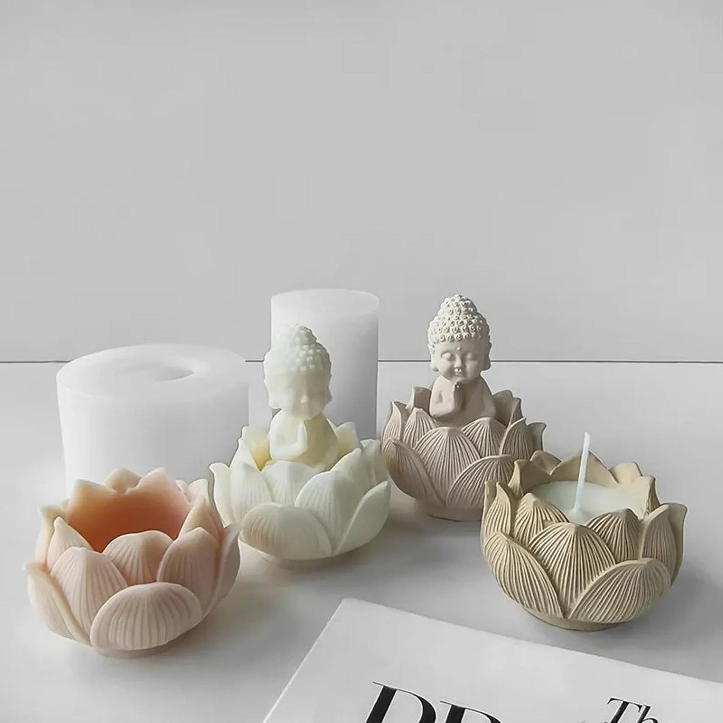 Buddha Statue Silicone Mould – Lotus Candlestick Holder, Cement & Aromatherapy Plaster Mould