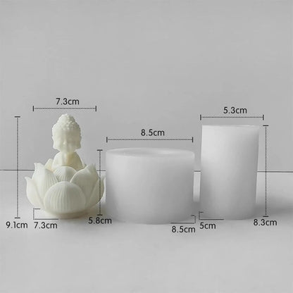 Buddha Statue Silicone Mould – Lotus Candlestick Holder, Cement & Aromatherapy Plaster Mould