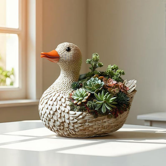 Duck Silicone Mold | 9.5cm Woven Basket Planter Wax Gypsum Mold for Succulents Candles
