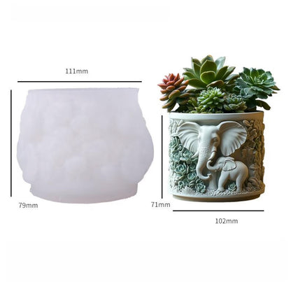 Mother Elephant Silicone Mold | 11cm Family Calf Candle Wax Planter Brush Holder