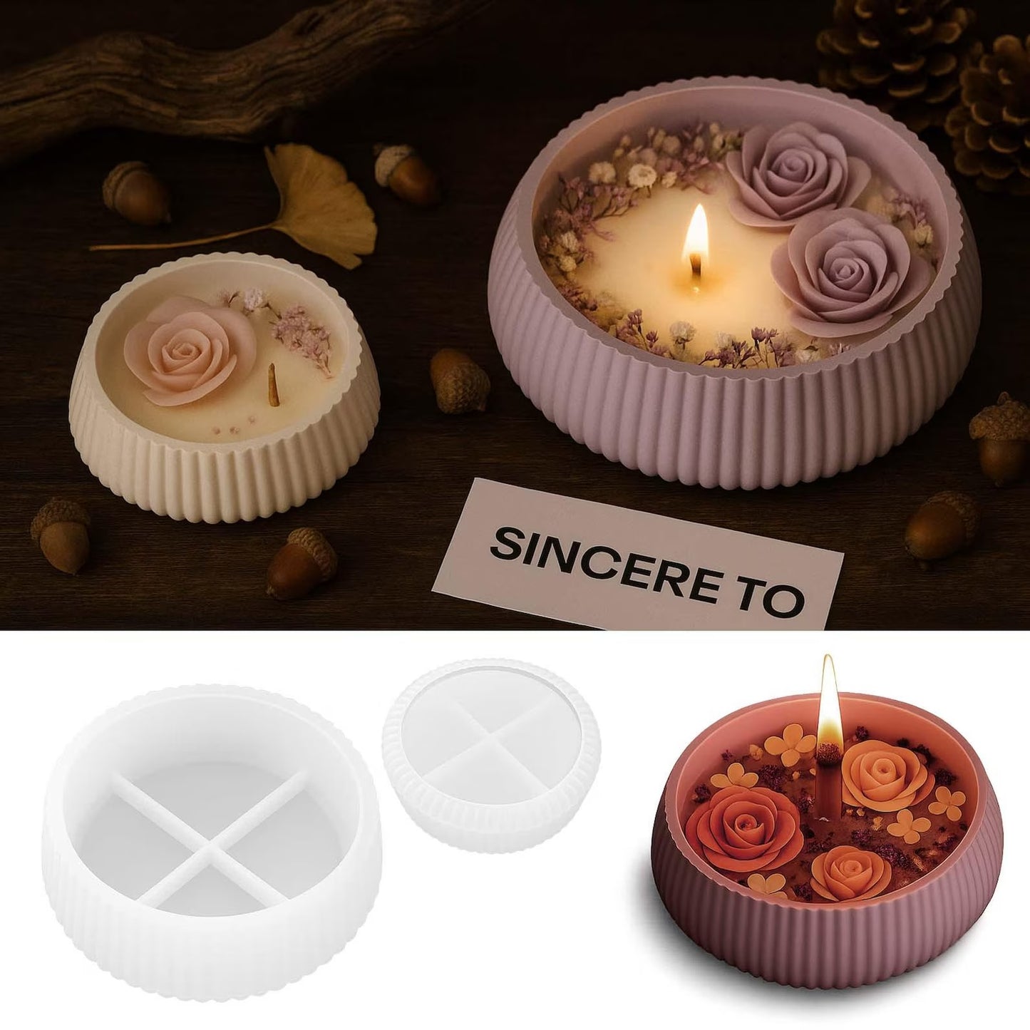 Striped Bowl Silicone Mould — size reference | Bloom Creations India