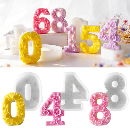 4-inch Number Silicone Mold — Flower Digital Number Birthday Candle Decoration | Bloom Creations India