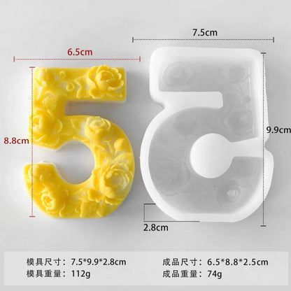 4-inch Number Silicone Mold — size reference | Bloom Creations India